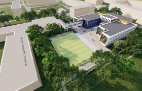 8-р сургуулийн өргөтгөлийн шинэ барилна нь хөл бөмбөгийн талбайтай байна