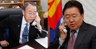 Ерөнхийлөгчтэй НҮБ-ын ЕНБД Бан Ги Мүн утсаар ярилаа